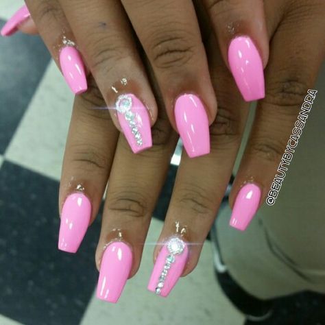 Barbie Nails Barbie Pink Nails With Rhinestones, Barbie Themed Nails, Pink Nails With Rhinestones, Theme Nails, Barbie Pink Nails, Nails With Rhinestones, Nails Styles, Barbie Nails, Themed Nails