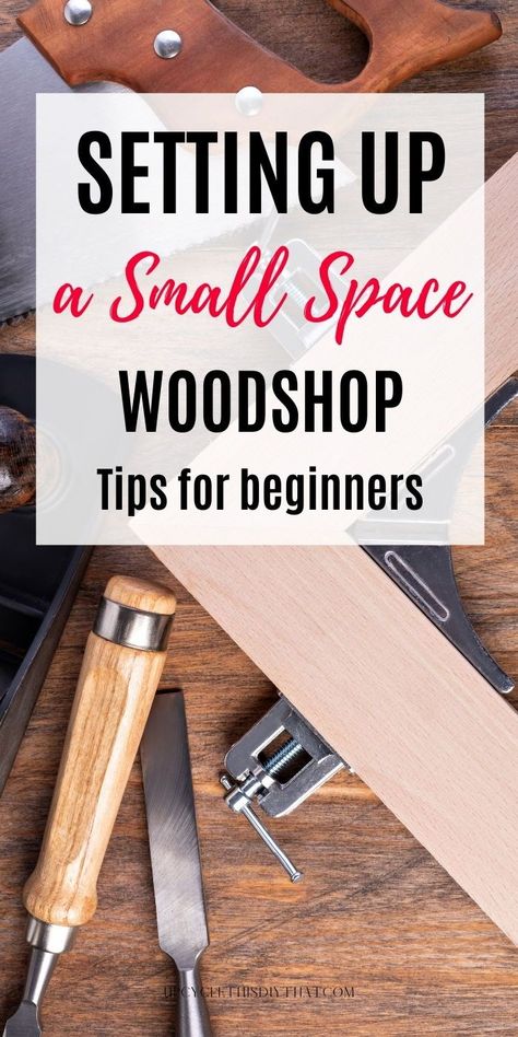 Woodworking is a great way to create unique furniture and decor for your home. However, it takes some setup before you can get started with larger projects. This beginners' guide to setting up a woodworking shop will help you set up the perfect space, whether in your garage or basement. Great tips for setting a small space woodshop: organization ideas, workshop layout, workbenches, and essential tools. And if you're looking to build one from scratch--here's how! What Tools Do I Need For Woodworking, Hand Tool Woodworking Projects, Jigsaw Projects Woodworking, Easy Wood Shop Projects, Wood Working Studio, Beginning Woodworking Projects, Diy Woodworking Tools, Small Woodshop Layout, Woodshop Setup