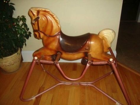 Vintage Toys 1960's 1950s, Vintage Christmas Toys, Spring Horse, Wooden Rocking Horse, Childhood Memories 70s, Riding Horse, Grandma's House, Toy Horse, Vintage Fisher Price