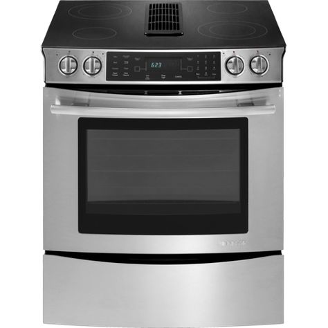 The Best Slide-In Electric Range With Downdraft Downdraft Range, Jenn Air Range, Jenn Air Appliances, Convection Range, Unique Kitchen Design, Slide In Range, House Planning, Cool Slides, High End Kitchens