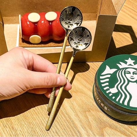 Material~ 304 Stainless Steel Starbucks Design, Dessert Shop, Fruit Tea, Mixed Fruit, Dessert Spoons, Coffee Milk, Coffee Spoon, Tea Shop, Starbucks Coffee