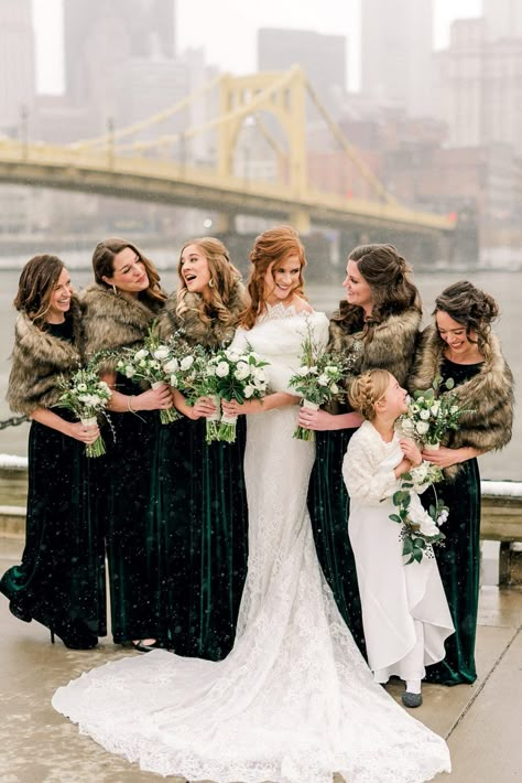 Emerald Winter Bridesmaid Dresses, Winter Wedding Colors Emerald Green, Winter Emerald Green Bridesmaid Dresses, Winter Mix And Match Bridesmaid Dresses, Winter White Wedding Bridesmaids, Emerald Bridesmaid Dress Winter, Bridesmaids Winter Dresses, Emerald Green Winter Bridesmaid Dresses, Emerald And Gold Winter Wedding