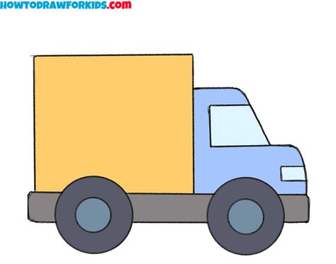 How to Draw a Big Truck for Kindergarten - Easy Drawing Tutorial For Kids Cartoon Truck Drawing, Vehicles Drawing For Kids, Drawing Pics For Kids, Truck Drawing Easy, Simple Car Drawing, Drawing Methods, Cartoon Truck, Truck Drawing, Teacher Portfolio