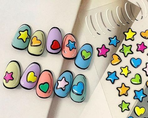 Cute Travel Nails, Nail Art Doodle, Mid Century Nails, Tommyinnit Nails, Theater Nails, Word Nail Art, Indie Nail Designs, Lgbt Nails, Colorful Nails Design