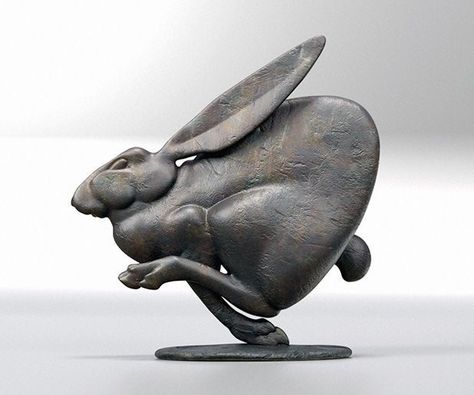 Rabbits Running, Hare Running, Hare Sculpture, Running Hare, Rabbit Statue, Hare Rabbit, Rabbit Sculpture, Classic Sculpture, Rabbit Art