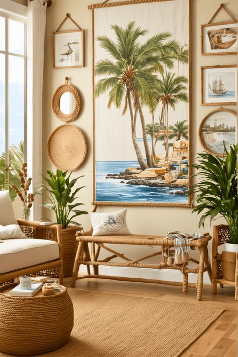 30 Coastal Chic Living Room – The Crafty Hacks Caribbean Apartment Decor, Hawaii Design Interior, Tommy Bahama Kitchen Style, Asian Coastal Decor, Summer Decorations For Home Living Rooms, Beach Vibe Living Room, Tropical Interior Design Living Rooms, Hawaiian Interior Design, Island Bungalow