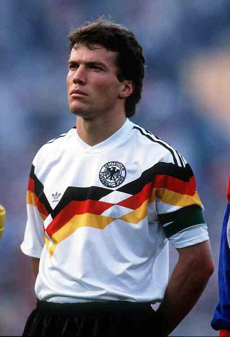 West Germany captain Lothar Matthaus at the 1988 European Championship. Lothar Matthaus, Soccer Players, Egg, Soccer, Germany, Football, American Football