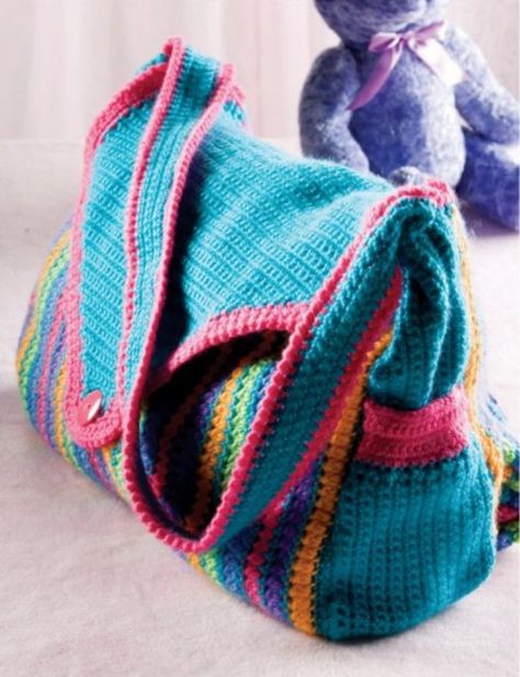 W749 Crochet PATTERN ONLY Have Baby Will Travel Diaper Bag Changing Crochet Diaper Bag, Crocheted Bags, Crochet Shell Stitch, Backpack Free, Vintage Crochet Pattern, Nappy Bag, Crochet Vintage, Diy Bags, Motif Vintage