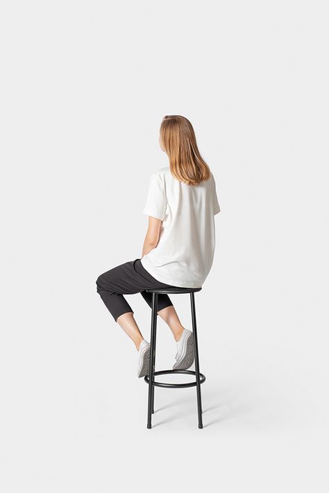 Protagonist bar stool on Behance Person Sitting On Stool Reference, Person Sitting On Stool, Person Sitting Back View, Person Sitting From Behind, Woman Sitting Side View, Person Architecture, Seating Pose, Woman Sitting In Chair, Person Png