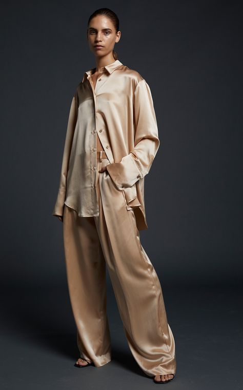 Michael Lo Sordo Silk-Satin Wide-Leg Pants Satin Shirts, Satin Set, Silk Outfit, Satin Pants, Silk Pants, Style Crush, Wide Pants, Mode Streetwear, Ethical Fashion