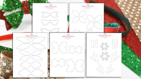 Free Hair Bow Templates - Glitter Faux Leather Bow Tutorial Printable Hair Bow Template, Hair Bow Templates Free Printable Pdf, Free Faux Leather Bow Template, Hair Bow Templates, Christmas Shapes, Hair Bow Video, How To Make Glitter, Holiday Hair Bows, Large Hair Bows