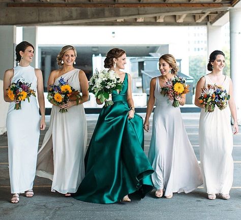 Emerald Wedding Dress, Emerald Wedding Dresses, Untraditional Wedding Dress, Wedding Dress Green, Emerald Wedding Colors, Green Wedding Dress, Untraditional Wedding, Something Green, How To Dress For A Wedding