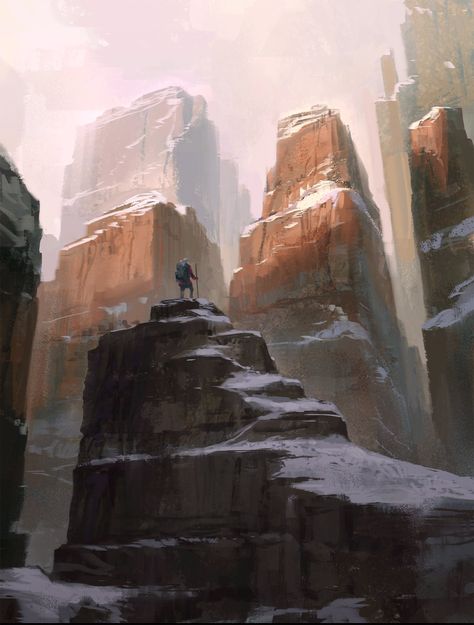 Rocky Sketch, Mountain Sketch, Rocky Landscape, Concept Art World, Landscape Concept, Fantasy Places, Matte Painting, Wizards Of The Coast, Visual Development