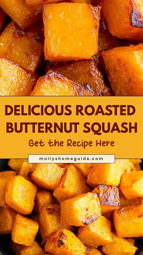 Indulge in the flavors of fall with this delicious roasted butternut squash recipe. The savory and sweet combination of caramelized squash paired with aromatic herbs will make your taste buds sing. This dish is not only tasty but also packed with nutrients and antioxidants to keep you feeling good inside and out. Whether served as a side dish or the star of the meal, this roasted butternut squash will surely impress your family and friends. Try it today for a fantastic addition to your autumn me Spinach Bowl, Butternut Squash Oven, Squash Recipes Roasted, Butternut Squash Recipes Healthy, Butternut Squash Side Dish, Roasted Butternut Squash Cubes, Squash Recipes Healthy, Best Butternut Squash Recipe, Oven Roasted Butternut Squash