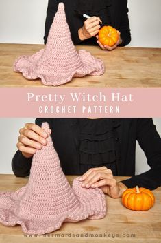 Witch Hat Crochet Pattern, Witch Hat Crochet, Crochet Witch Hat, Edge Crochet, Pretty Witch, Crochet Witch, Fall Crochet Patterns, Hat Crochet Pattern, Halloween Crochet Patterns