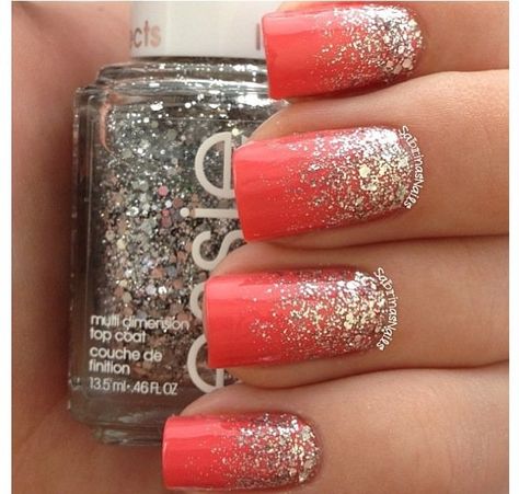 Coral Nail Designs, Uñas Color Coral, Coral Nail Art, Coral Nails With Design, Coral Nail, Nails Coral, Coral Nails, Super Nails, Diy Nail Designs