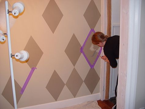 Wainscott - during Purple Building, Beautiful Walls, Nursery Makeover, Faux Walls, House Redo, Town Home, Write A Blog, Shoe Molding, Harlequin Pattern