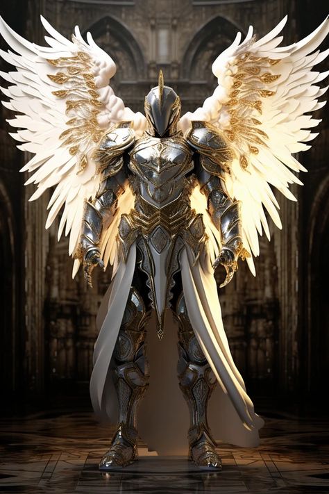 AI-Generated Armored Characters #armor #armored #mech #mecha #doomguy #doom #samuraiarmor #animearmor #manga #spartanarmor #scifiarmor #cosplayarmor #poweredarmor #exosuit #battlesuit Heavenly Armor, Angel In Armor, Winged Armor, Angelic Armor, Angelic Knight, Wing Armor, Armored Angel, Divine Armor, Angel Knight