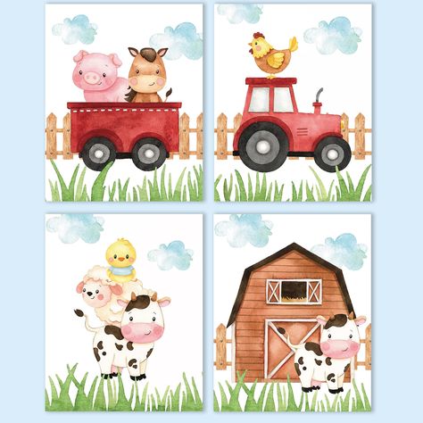 PRICES MAY VARY. Size: Each poster measures approx. 8x18inch, Unframed, suitable size to decorate your home or any places you want. Different Styles Wall Art: Various styles as minimalist cute fashion more suitable for decoration in kids boys girls women men baby nursery bedroom, living room, guest room, art room, home, farmhouse, office, kitchen, bathroom Quality materials: High definition printed on Pearlescent Paper. our poster has a strong sense of texture and full of artistic touch which is Boys Kids Room, Animal Wall Art Prints, Cute Farm Animals, Educational Decor, Watercolour Nursery Art, Baby Nursery Themes, Watercolor Cute, Boy Decor, Playroom Decor