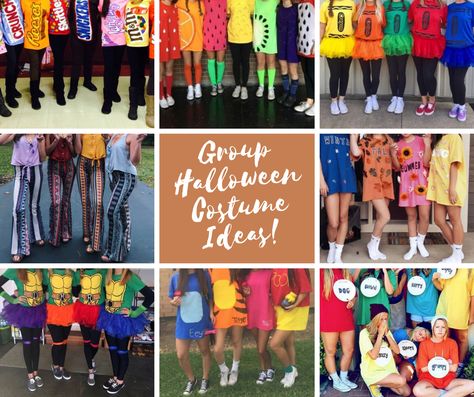 Easy Group Costumes Last Minute, Tshirt Halloween Costumes Group, Team Costumes Sports, Group Halloween Tshirt Ideas, Halloween Group Shirt Ideas, Group Of 10 Halloween Costumes, Team Outfits Ideas Costumes, Small Group Halloween Costumes, Costumes For Large Groups