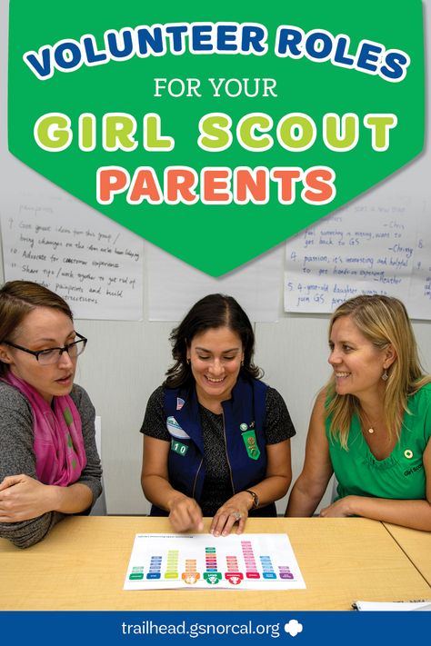 Pin this for later! You probably already have a Girl Scout Troop Leader (or co-leaders), a Troop Treasurer, and a Cookie/Fall Product Program Chair, but there are so many ways parent volunteers can support your Girl Scout Troop! Troop Leader Appreciation Gifts, Back To Troop Activities, Daisy Troop Leader, Girl Scout Recruitment Ideas, Junior Girl Scouts Activities, Junior Badges, Girl Scout Daisies, Girl Scout Daisy Activities, Girl Scout Meeting Ideas