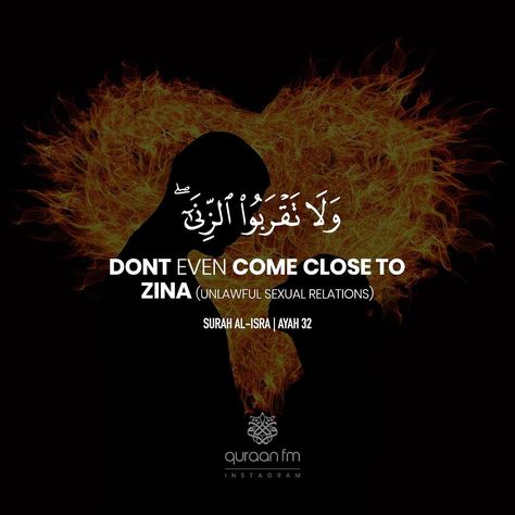 Quraan FM on Instagram: “"Dont even come close to Zina (Unlawful Sexual Relations)" - [Surah Al-Isra | Ayah 32] Receive Quran Recitations via WhatsApp. WhatsApp…” Al Isra, Quranic Ayat, Iphone Wallpaper Vintage Hipster, Islamic Motivation, Islamic Sayings, Quran Book, Ayat Quran, True Purpose, Cute Pastel Wallpaper