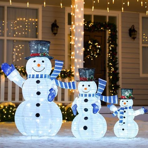 Christmas Collapsible Snowman Yard Light 270 Pre-Lit LED Cool White Lights for Indoor Outdoor Garden Holiday Décor, Christmas Event Decoration, Christmas Eve Night, Blue Scarf Winter Wonderland Christmas Party, Christmas Eve Night, Yard Lights, Christmas Event, Christmas Inflatables, Yard Decorations, Christmas Yard, Event Decoration, White Lights