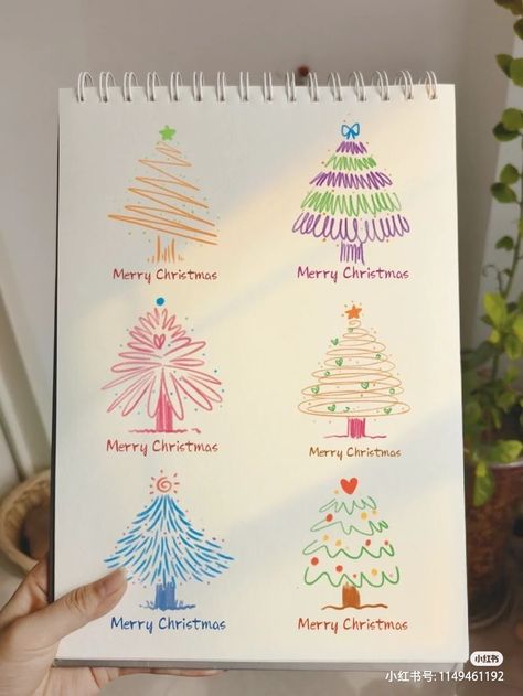 New Year Doodle 2024, 2024 Card Design, Diy Christmas Cards Aesthetic, Christmas Cards Handmade Aesthetic, Christmas Card Inspo Aesthetic, Christmas Sketchbook Ideas, Christmas Card Ideas Aesthetic, Christmas Doodles Aesthetic, Crismas Cards Ideas