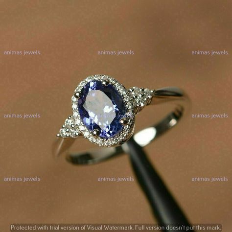 Romantic Wedding Rings, Tanzanite Engagement Ring, Blue Gemstone Rings, Tanzanite Diamond, Diamond Engagement Wedding Ring, Tanzanite Ring, Blue Sapphire Diamond, Blue Tanzanite, Halo Diamond Engagement Ring