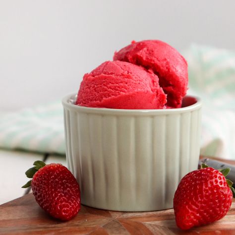 Ninja Creami Strawberry Sorbet - Season & Thyme Raspberry Sorbet Recipe, Strawberry Sorbet Recipe, Blood Orange Recipes, Fruit Ninja, Alternative Sweeteners, Strawberry Sorbet, Ninja Recipes, Sorbet Recipes, Raspberry Sorbet