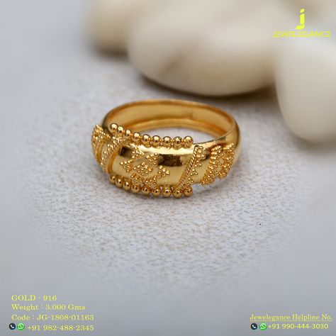 Gold 916 Premium Design Get in touch with us on +919904443030 New Gold Ring Designs For Women, Bracelet Designs Gold For Women, New Ring Designs Gold, Gold Ring Design For Women, Latest Ring Designs, Ladies Gold Rings, Antique Gold Rings, Gold Finger Rings, Delicate Jewellery