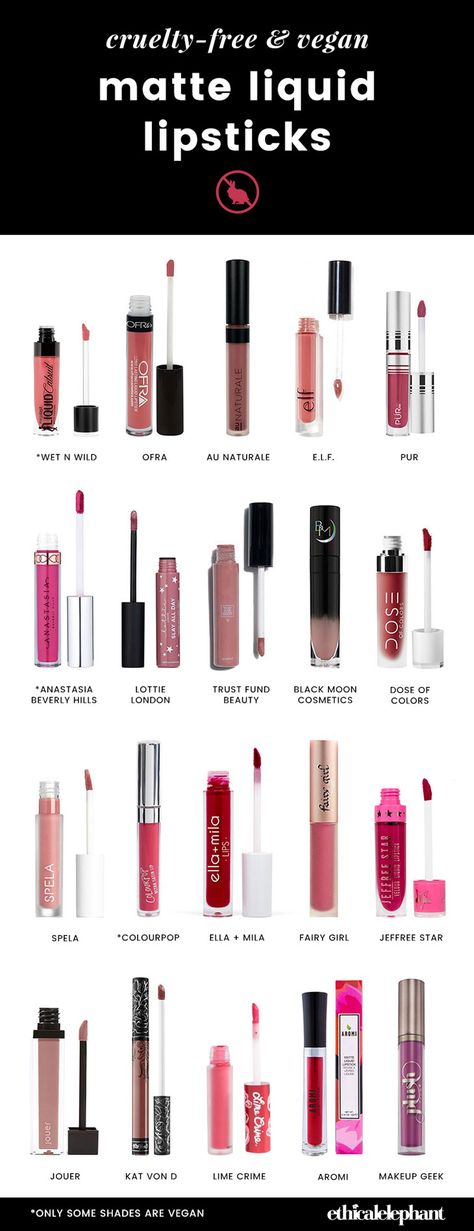 List of 15 Cruelty-free and Vegan Matte Liquid Lipsticks. None of these brands test on animals and either all or most of the shades are vegan and do not contain any animal derived ingredients! Natural Makeup Brands, Cruelty Free Makeup Brands, Lipstick For Fair Skin, Vegan Cosmetics, Lipstick Brands, Best Lipsticks, Cruelty Free Cosmetics, Cruelty Free Brands, Latest Makeup