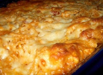 This is a recipe for a creamy baked chicken spaghetti. I enjoy this recipe because it doesn't contain any Italian Chicken Casserole, Baked Chicken Spaghetti, Angel Hair Pasta, Pan Meals, Cooked Chicken, Italian Chicken, Chicken Main Dishes, Angel Hair, Think Food