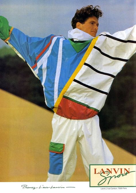 Lanvin Sport advert 1984 80s Sports Fashion, 80s Fashion 1980s, 80s Sportswear, 80s Sports, 80s Fashion Men, Fashion 1980s, 80s Men, 80’s Fashion, Retro Ski