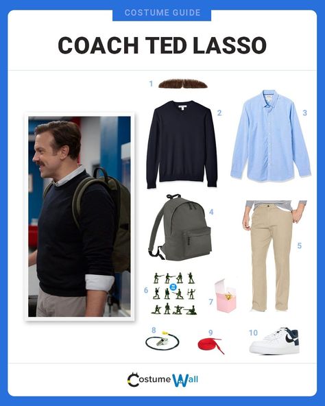 Suit up to look like the hilarious American coach, Ted Lasso, as you prepare to turn around the AFC Richmond team. Diy Ted Lasso Costume, Ted Lasso Tattoo Ideas, Ted Lasso Style, Ted Lasso Costume, Ted Lasso Party, Ted Lasso Rebecca, Afc Richmond, Holloween Costumes, Hannah Waddingham