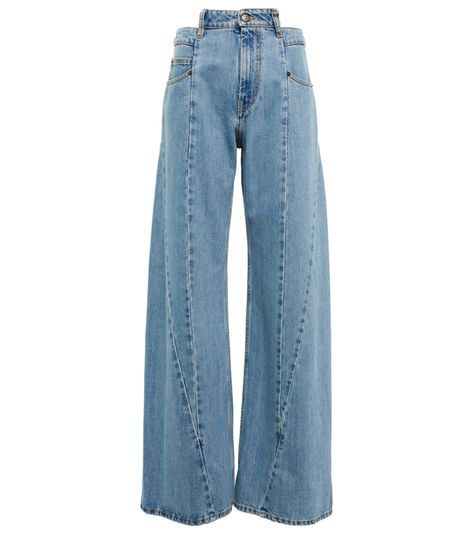 Shop or share your style of the product on ModeSens! These Maison Margiela jeans are made from pure cotton denim in a classic five-pocket design. Made in Italy, they're shaped with a high-rise waist and wide legs. Shearling Jacket, Ski Wear, Swimwear Tops, Medium Blue, Jeans Denim, Wide Leg Jeans, Straight Jeans, Denim Women, Bell Bottom Jeans