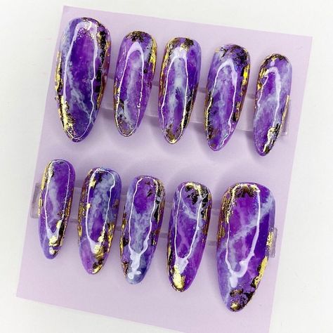 Amethyst Nails, Matte Purple Nails, Black Acrylic Nails, February Nails, Purple Nail Designs, October Nails, Nail Polish Stickers, Galaxy Nails, Jelly Nails