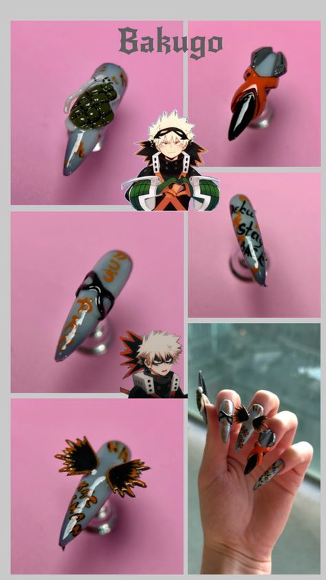 Bakugo style in my nails Bakugou Nails Art, Bakugou Nails, My Hero Academia Nails, Academia Nails, Crazy Nail Designs, Anime Nails, Crazy Nails, Nails Designs, Nails Art