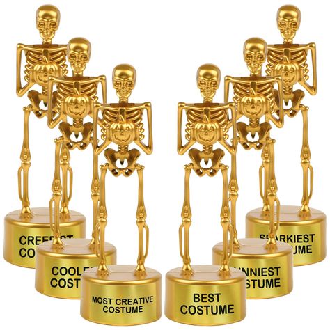 PRICES MAY VARY. You Will Get: You will get a set of beautifully packaged Halloween party supplies. There are 6 pack best costume skeleton trophies in the white paper box, 6 pieces sticker. Whether you're planning a Halloween party, an evening of trick or treat, these supplies guarantee this Halloween will be a scream. Unique Design Skeleton Trophy: We have designed 6 different awards including "CREEPIEST COSTUME", "FUNNIEST COSTUME", "BEST COSTUME", "MOST CREATIVE COSTUME", "SPARKIEST COSTUME", Halloween Party Decor Outdoor, Halloween Rager, Skeleton Trophy, Halloween Awards, Halloween Work Party, Halloween Party Prizes, Haunted Hollywood, Adult Halloween Party Games, Halloween Costume Awards