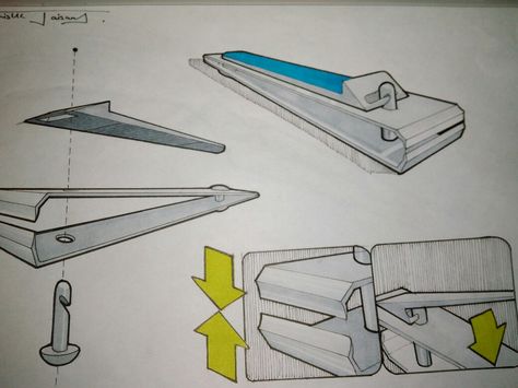 Exploded view of nail cutter Exploded View Of Objects, Exploded View Product, Exploded View Sketch, Exploded View Drawing, Product Drawing, Reference Ideas, Design Sketching, Pencil Work, Exploded View