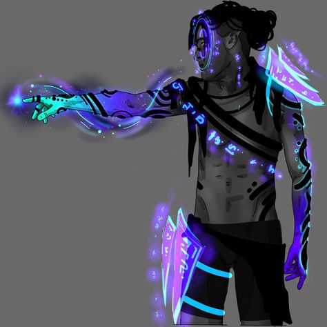 #scifi #scifiart #character #characterart #tattoo #tattooideas #tattoodesign #digitalart #sketchbook Scifi Swordsman, Electricity Character Design, Magic Tattoo Character Design, Element Character Design, Mage Concept Art, Tattoo Character Design, Shapeshifter Character Design, Time Powers, Magic Superhero Design