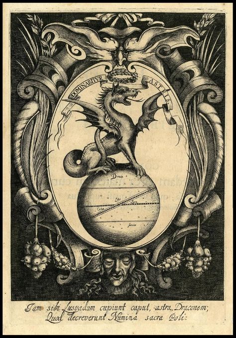 Engraved: dragon on globe inside oval. A dragon on top of a globe within an oval cartouche 1645 por peacay em Flickr Etiquette Vintage, Albrecht Durer, Occult Art, Mystical Art, Medieval Art, A Dragon, Dragon Art, Gustav Klimt, Alchemy