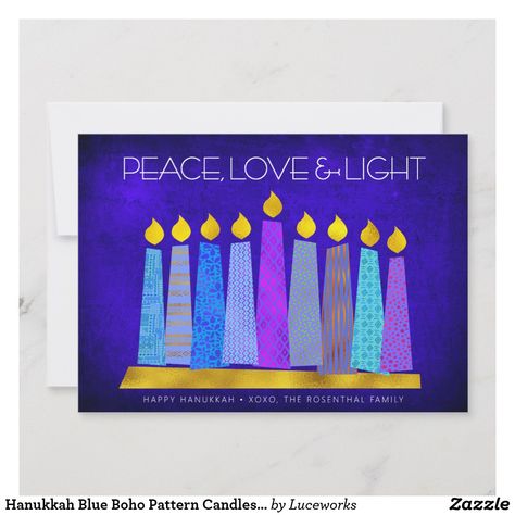 Boho Candles, Boho Candle, Hanukkah Crafts, Hanukkah Candles, Hanukkah Cards, Hanukkah Menorah, Holiday Postcard, Blue Candles, Love Light