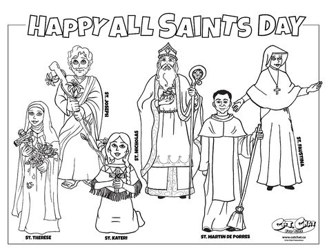 Fun All Saints Day Activities | Blog - Cat.Chat - Catholic VBS for Kids, Music, DVDs and more All Saints Day Activities For Kids Catholic School, All Saints Day Activities For Kids, All Saints Day Activities, Saint Coloring, Kids Music, All Saints Day, Catholic Kids, Catholic School, Sunday School