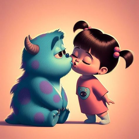 Salivan And Girl Animation, Salivan Boo Wallpaper, Salivan And Girl, Boo And Sully, Monster Boyfriend, Nicki Larson, Boo Monsters Inc, Buu Monster Inc, Sully And Boo