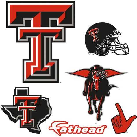 Texas Tech Red Raiders: Logo Assortment - Large Officially Licensed Removable Wall Decals Texas Tech Classroom Door Decoration, Texas Tech Wallpaper, Texas Tech Tumbler Ideas, Texas Tech Logo, Texas College Football, Texas Tech Football, Tech Girl, Street Tattoo, Google Glass