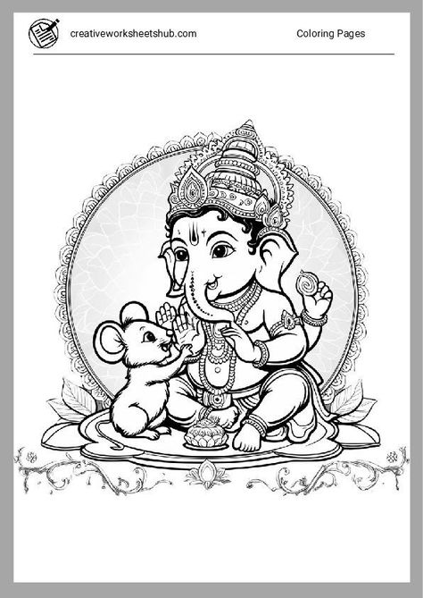 Top 8 Shri Ganesh Coloring Pages - creativeworksheetshub Ganesh Colouring Pages, Shri Ganesh, Colouring Book, Colouring Pages, Coloring Books, Coloring Pages, Color