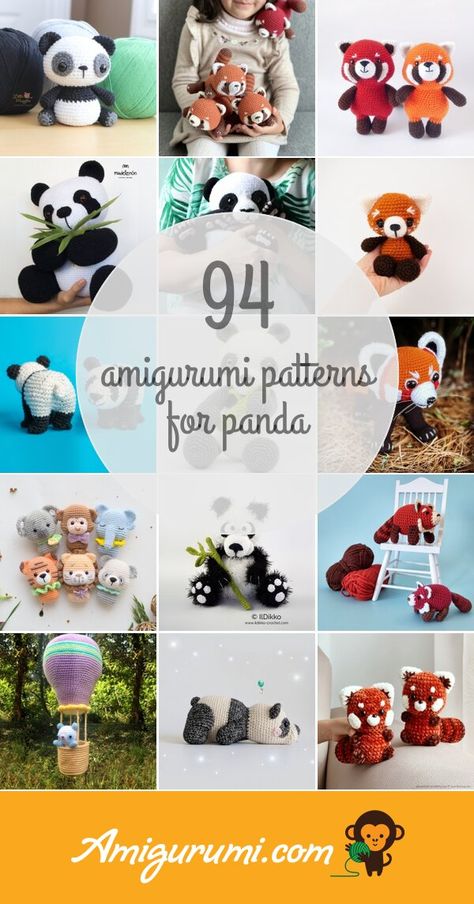 Amigurumi Patterns For Panda Crochet Panda Pattern Free, Panda Amigurumi Free Pattern, Crochet Panda, Crochet Shop, Baby Panda, Red Panda, Pattern Books, Amigurumi Pattern, Koala