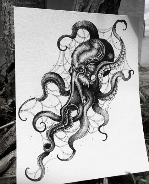 Kraken Tattoos, Cthulhu Tattoo, Chaotic Art, Tato Maori, Octopus Tattoo Sleeve, Kraken Tattoo, Octopus Drawing, Octopus Tattoo Design, Octopus Tattoos