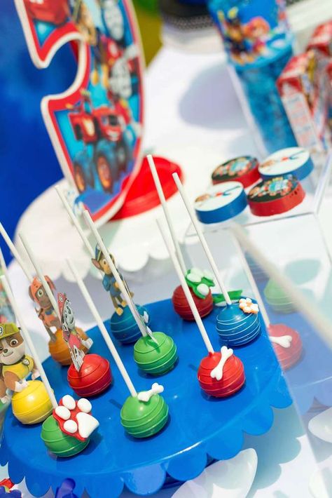 The cake pops at this Paw Patrol Birthday Party are awesome!! See more party ideas and share yours at CatchMyParty.com #catchmyparty #partyideas #pawpatrolbirthdayparty #pawpatrolcakepops #partyfood Paw Patrol Pop Cakes, Paw Patrol Cake Pops Ideas, Paw Patrol Cakepops, Paw Patrol Cake Pops, Paw Patrol Birthday Party Ideas, Birthday Paw Patrol, Paw Patrol Birthday Decorations, Paw Patrol Birthday Theme, Birthday Party Clipart